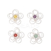 4Pcs 4 Styles Natural Amethyst & Quartz Crystal & Green Aventurine & Carnelian Round Copper Wire Wrapped Flower Pendants PALLOY-TA00259-1