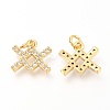 Brass Micro Pave Clear Cubic Zirconia Charms ZIRC-O036-30G-D-2