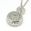 Alloy Flat Round with Spider Web Pendant Necklace Pocket Watch X-WACH-N013-03-2