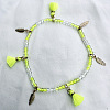 Bohemian Style Alloy Feather Charm Tassel Plastic Seed Beaded Stretch Anklets FS-WGB8A48-05-1