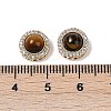Brass with Cubic Zirconia and Tiger-Eye Flat Round Multi-Strand Links KK-Q030-16G-3