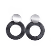 PU Leather Dangle Stud Earrings EJEW-JE03294-01-1