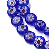 Handmade Millefiori Glass Flat Round Bead Strands LK-P011-22-3