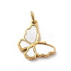 304 Stainless Steel Pave Natural White Shell Pendants STAS-I331-03G-1