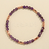 Natural Amethyst & Brass Bead Stretch Bracelets for Women HH3302-4-1