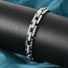 304 Stainless Steel Rectangle Link Chain Bracelets for Women Men BJEW-F488-64P-3