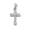 304 Stainless Steel Micro Pave Cubic Zirconia Pendants STAS-Z107-08P-18-1