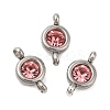 304 Stainless Steel Single Rhinestone Connector Charms STAS-E194-13P-04-1