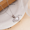 Brass Pave Cubic Zirconia with Imitation Pearl Heart Pendant Necklaces for Women FS-WG96657-02-1