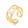 Ion Plating(IP) 304 Stainless Steel Hollow Out Heart Open Cuff Ring for Women LS-RJEW-E063-19G-1