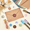 Brass Wax Seal Stamps with Rosewood Handle AJEW-WH0412-0144-4