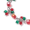 Christmas Glass Link & Charm Bracelets for Women BJEW-JB12626-3