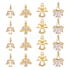 12Pcs 4 Styles Brass Micro Pave Cubic Zirconia Charms KK-GA0001-73G-1