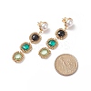 Glass Rectangle Beaded Long Dangle Stud Earrings with Imitation Pearl EJEW-TA00141-01-2