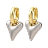 Two Tone Heart Brass Hoop Earrings EJEW-D322-12GP-01A-4
