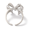 Bowknot Brass Micro Pave Clear Cubic Zirconia Open Cuff Rings for Women RJEW-C098-11P-3