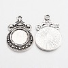 Tibetan Style Zinc Alloy Flat Round Pendant Cabochons Settings LS-X-TIBEP-R334-252AS-RS-2