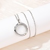 304 Stainless Steel Visible Flat Round Locket Pendant Pet Urn Ashes Necklaces LS-NJEW-S455-08P-1