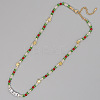 Christmas Theme Glass & Imitation Pearl & Brass LOVE Star Beaded Necklaces LS-GF3195-7-1