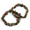Unisex Chip Natural Unakite Beaded Stretch Bracelets BJEW-S143-20-1