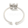 Rack Plating Brass Open Cuff Rings for Women RJEW-F162-02P-W-3