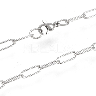 Non-Tarnish 304 Stainless Steel Paperclip Chain Necklace NJEW-M183-04P-1