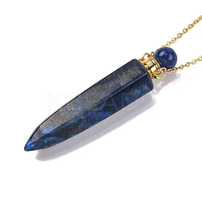 Dyed Natural Lapis Lazuli Bullet Shaped Perfume Bottle Pendant Necklaces G-B089-02G-09-1