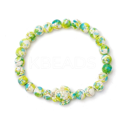 Synthetic Dyed Turquoise Beaded Stretch Bracelets for Women Men BJEW-JB11549-01-1