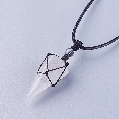 Natural Quartz Crystal Pendants Necklaces NJEW-E140-A11-1