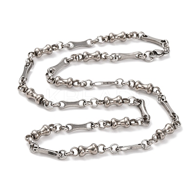 201 Stainless Steel Bone Link Chain Necklace NJEW-F222-22P-1