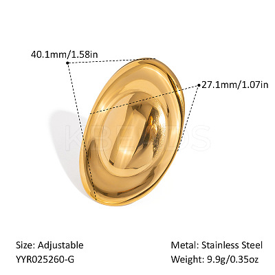 European 304 Stainless Steel Oval Cuff Rings for Women MW5183-1-1