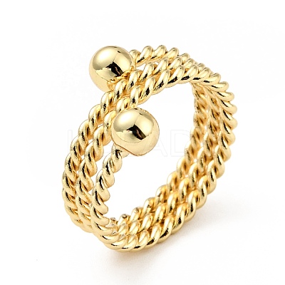 Brass Ball Triple Layer Wrap Ring for Women RJEW-E046-25G-1