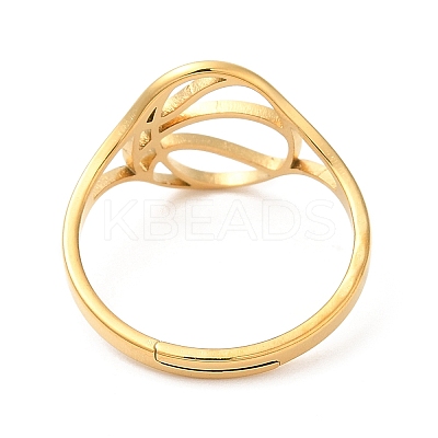 Ion Plating(IP) 304 Stainless Steel Hollow Basketball Adjustable Ring for Women RJEW-M149-28G-1