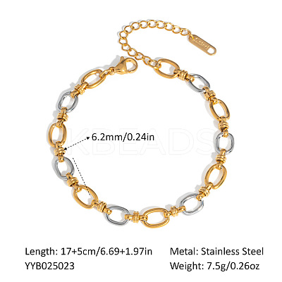 Stainless Steel Oval Link Chain Bracelets for Women QE8040-3-1