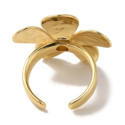 Flower Rack Plating Brass Cuff Rings for Women RJEW-G323-06G-1