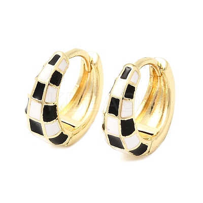 Tartan Pattern Brass Enamel Hoop Earrings for Women LS-EJEW-G460-01G-1