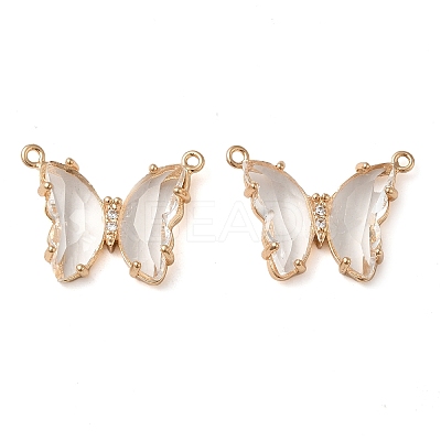 Brass Pave Faceted Glass Connector Charms FIND-Z020-03K-1