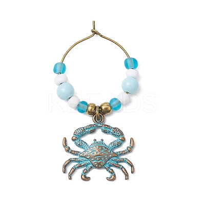 Sea Animal Alloy Wine Glass Charms AJEW-JO00259-1