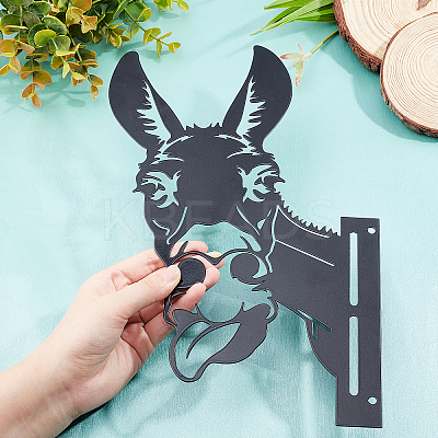 Iron Peeping Donkey Metal Art Farm Garden Decor DJEW-WH0063-05-1