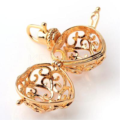 Rack Plating Brass Cage Pendants KK-S751-060G-1