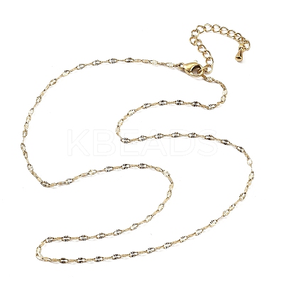 2MM 304 Stainless Steel Textured Dapped Chain Necklaces NJEW-T016-14G-1