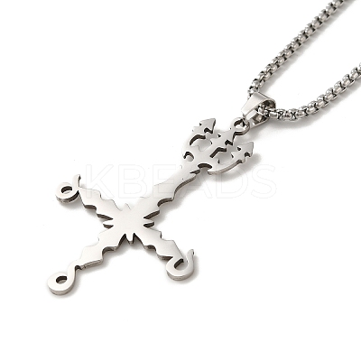 Non-Tarnish Cross Pendant Necklaces NJEW-C044-04P-1