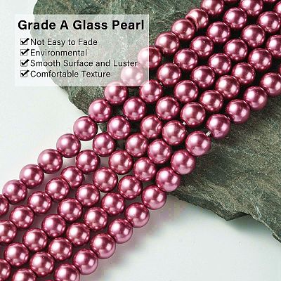 Eco-Friendly Glass Pearl Beads Strands X-HY-A008-8mm-RB027-1