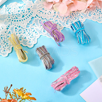 5Pcs 5 Colors Sparkle Jute Ribbon OCOR-TA0002-53-1