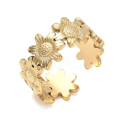 Adjustable 304 Stainless Steel Cuff Open Rings for Women RJEW-Z122-03G-04-1