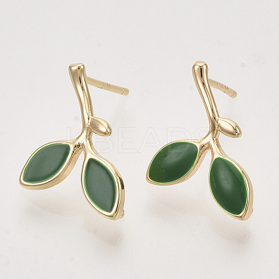 Brass Enamel Stud Earring Findings X-KK-T050-63G-NF-1