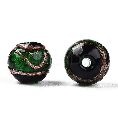 Handmade Gold Sand Lampwork Beads LAMP-T019-12mm-04-1