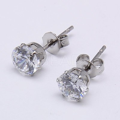 Cubic Zirconia Ear Studs STAS-E051-3H-1