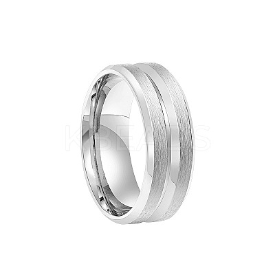 Grooved 201 Stainless Steel Finger Rings for Men WG2ADDA-06-1