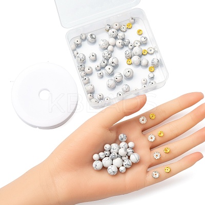 96Pcs Synthetic Howlite Round Beads Kit for DIY Jewelry Making DIY-FS0002-02-1